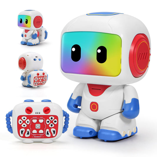 GILOBABY Programmable RC Robot Toy for Kids, Rechargeable STEM Astronaut w/LED Face, Playback Mode, Dancing, Remote Jetpack, Gift for 4 5 6 7 8 Year Old Boys Girls (Blue-r)