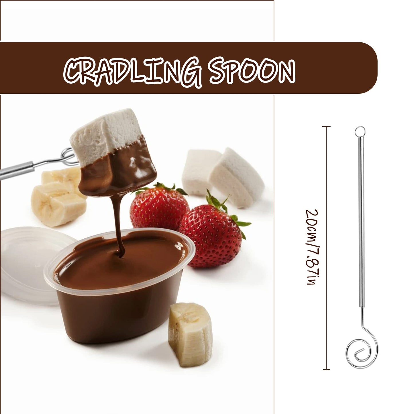 Elesunory 7 Pieces Candy Dipping Tools Chocolate Dipping Fork Spoons Set, Stainless Steel Candy Making Supplies for Decorative Plates, Including 1 pcs Slotted Spoon and 6 pcs Fondue Forks