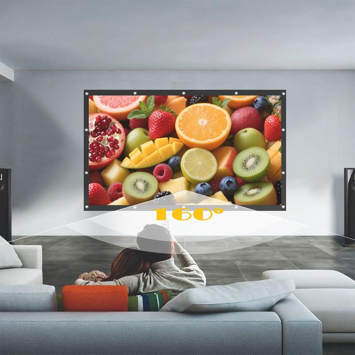 BooLooT 120 Inch 16:9 (120 inches) Projector Screen Portable Movies Screens Foldable Wrinkle-Resistant Fabric with Dual