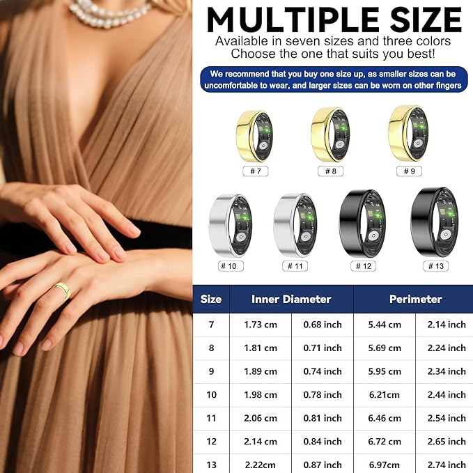 Smart Rings for Women Men,Fitness Tracker Ring,Heart Rate,Blood Oxygen,Blood Pressure,Step Tracker,Sleep Monitoring,No Subscription Fee,IP68 Waterproof Smart Ring for iPhone&Android(Pink 7)
