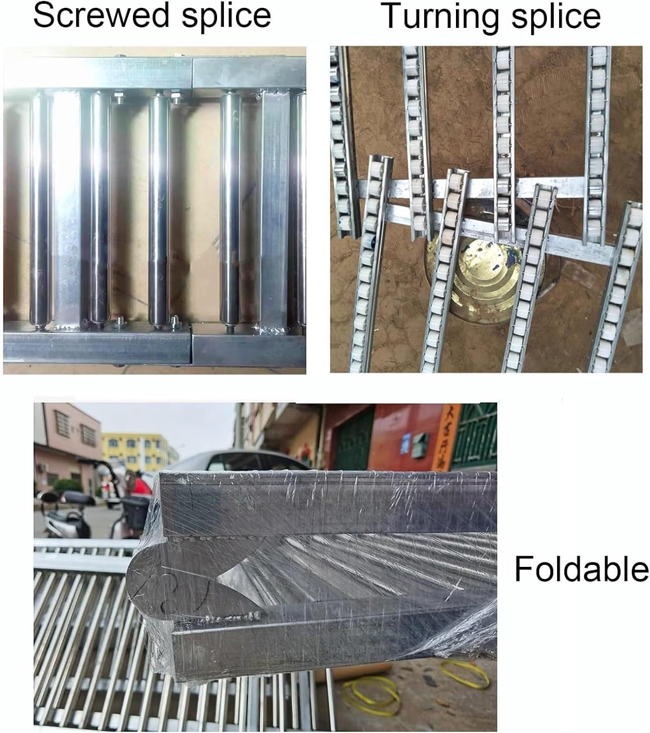 CHENWMZ Stainless Steel Roller Conveyor Belt for Commercial Truck Trailer and Warehouses 2 Slide 200cm Long Light Duty Conveyor Table with Plastic Rollers and Stainless Steel Frame