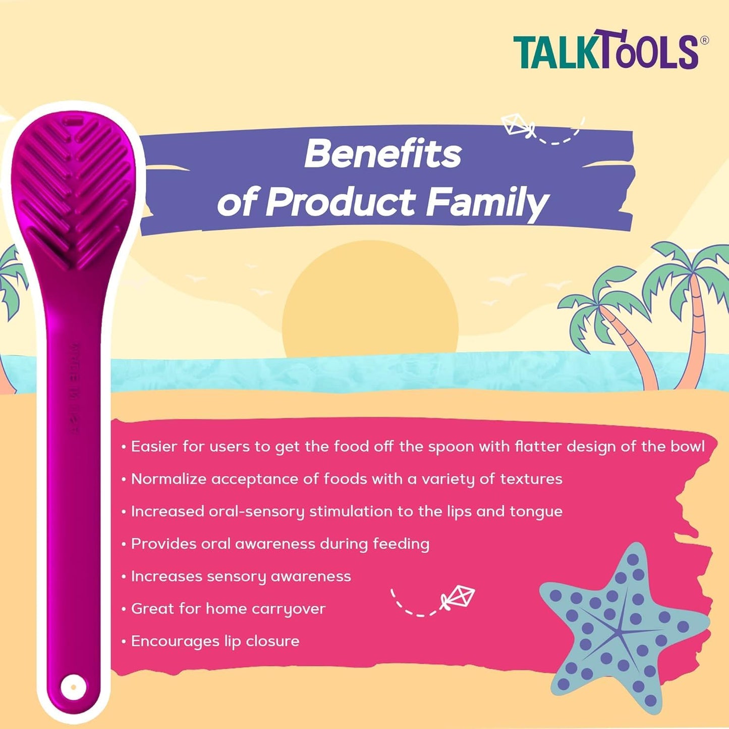 TalkTools Magenta Spoons Bumpy | Silicone Self-Feeding Utensils Set for Kid and Toddler | Encourages Lip Closure | Oral Awareness | Normalize Food Texture Acceptance (Bumpy, 6 Pack)