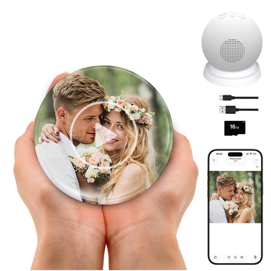 Memory Orb Video Player, 3.15’’ Crystal Memory Sphere Ball, Rechargeable 3D Memory Pearl Video&Photo&Music Player, No App/WiFi, 16GB Digital Frame for Anniversary, Birthday, Wedding, Pet Memorial