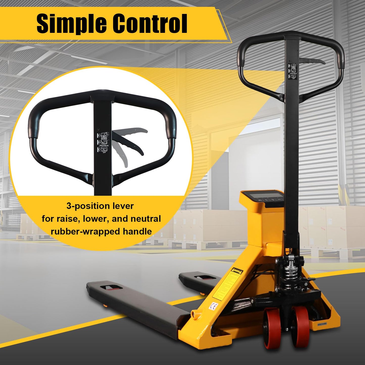 APOLLOLIFT Scale Pallet Jack 5500Lbs Capacity, 45" x 27.7" Forks, Lb/Kg Switchable Electronic Scale Hydraulic Hand Pallet Truck, for Warehouse, Supermarket, Logistics Center