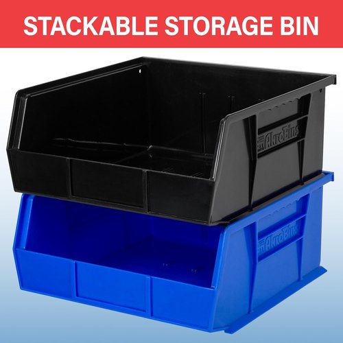 Akro-Mils Plastic Storage Bins - Space-Saving Stackable Organizers for Garage & Pantry | 11" x 11" x 5", Blue, 6-Pack