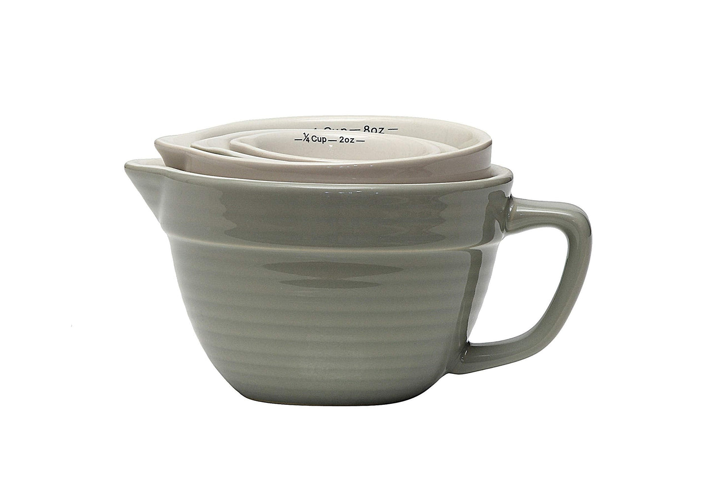 Creative Co-Op Batter Bowl Shaped Measuring Cups in Greys (Set of 4 Sizes)
