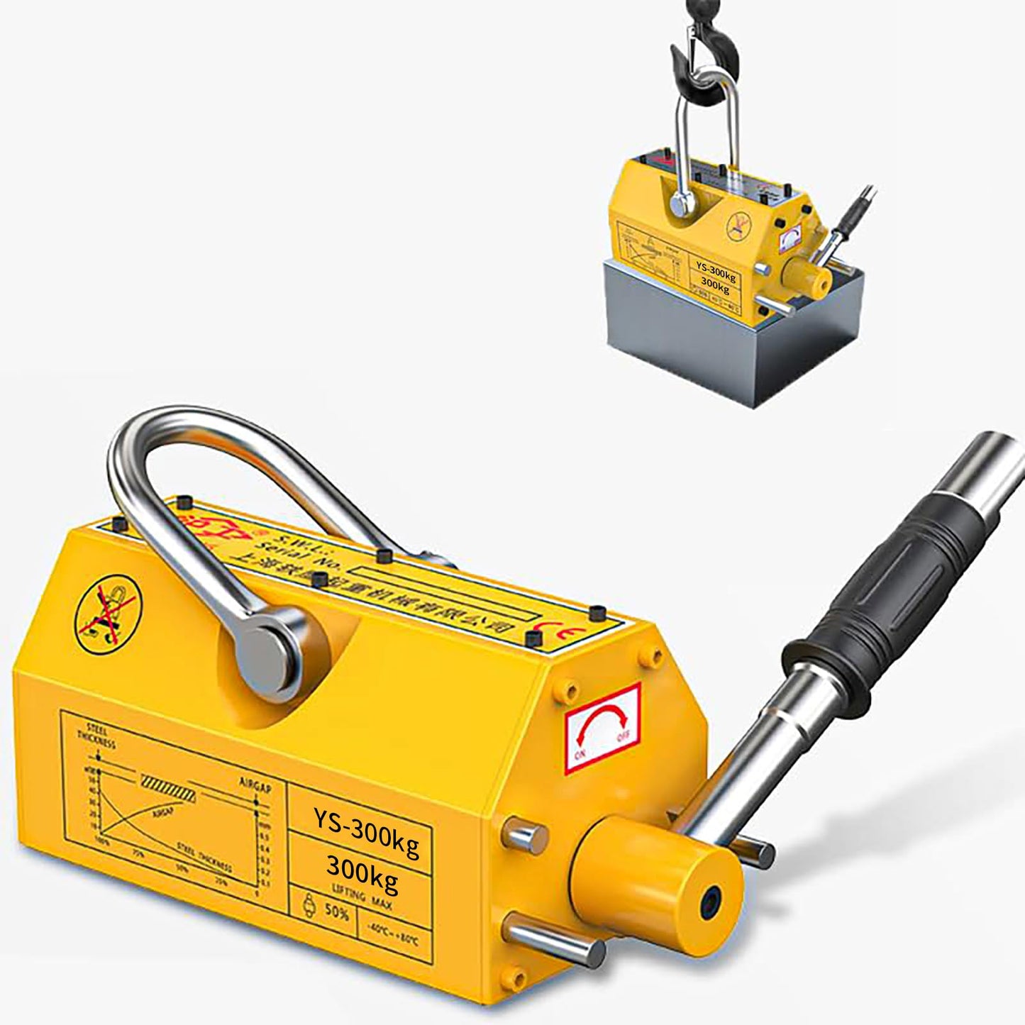 880 lb/400kg Magnetic Lifter, Permanent Magnetic Lifter with Release for Lifting Plate Steel, Board, Used in Shop Crane, Board, Hoist