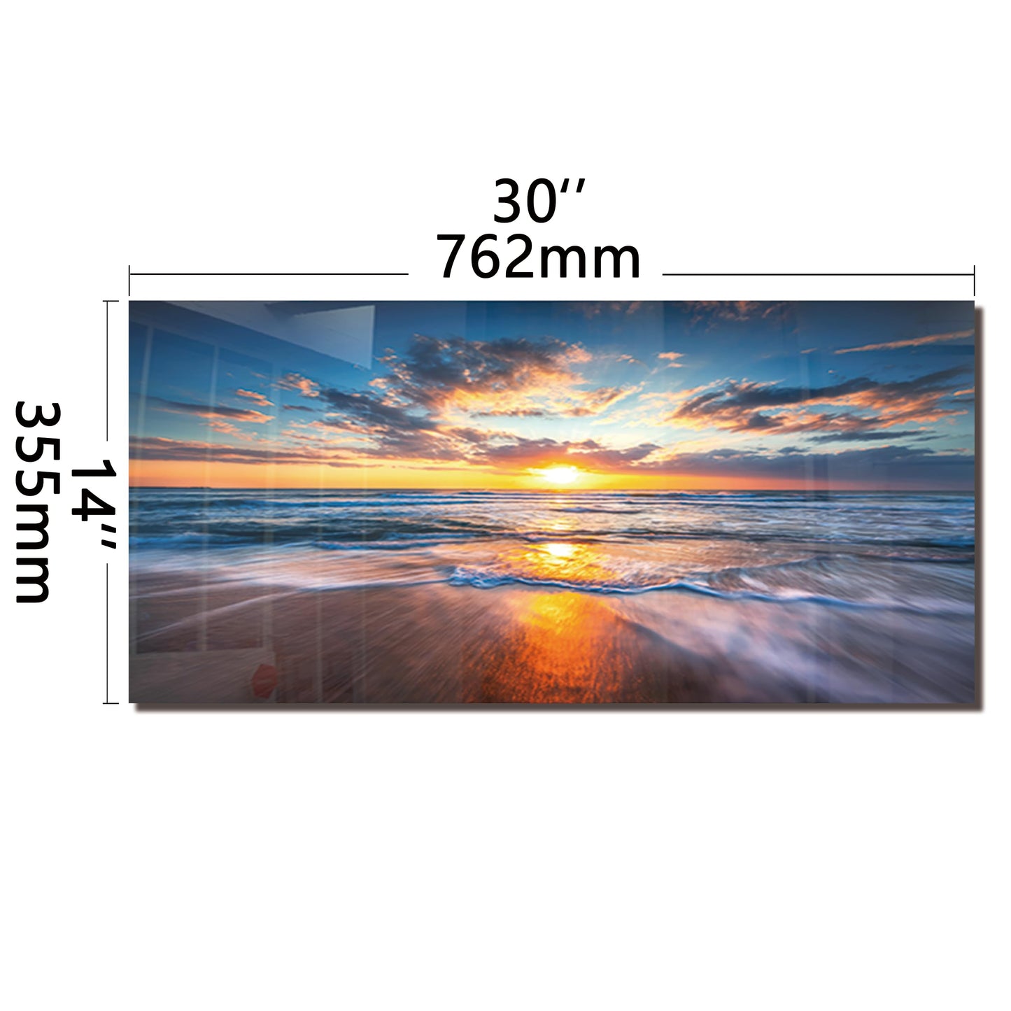 Tempered Glass Backsplash For Kitchen Behind Stove,Sea Beach Stove Backsplash Top Cover,Easy to Clean Glass Splashback, Sink Cover Splash Guard,Home Kitchen Wall Decor (30"x14"(76.2x35.56cm))