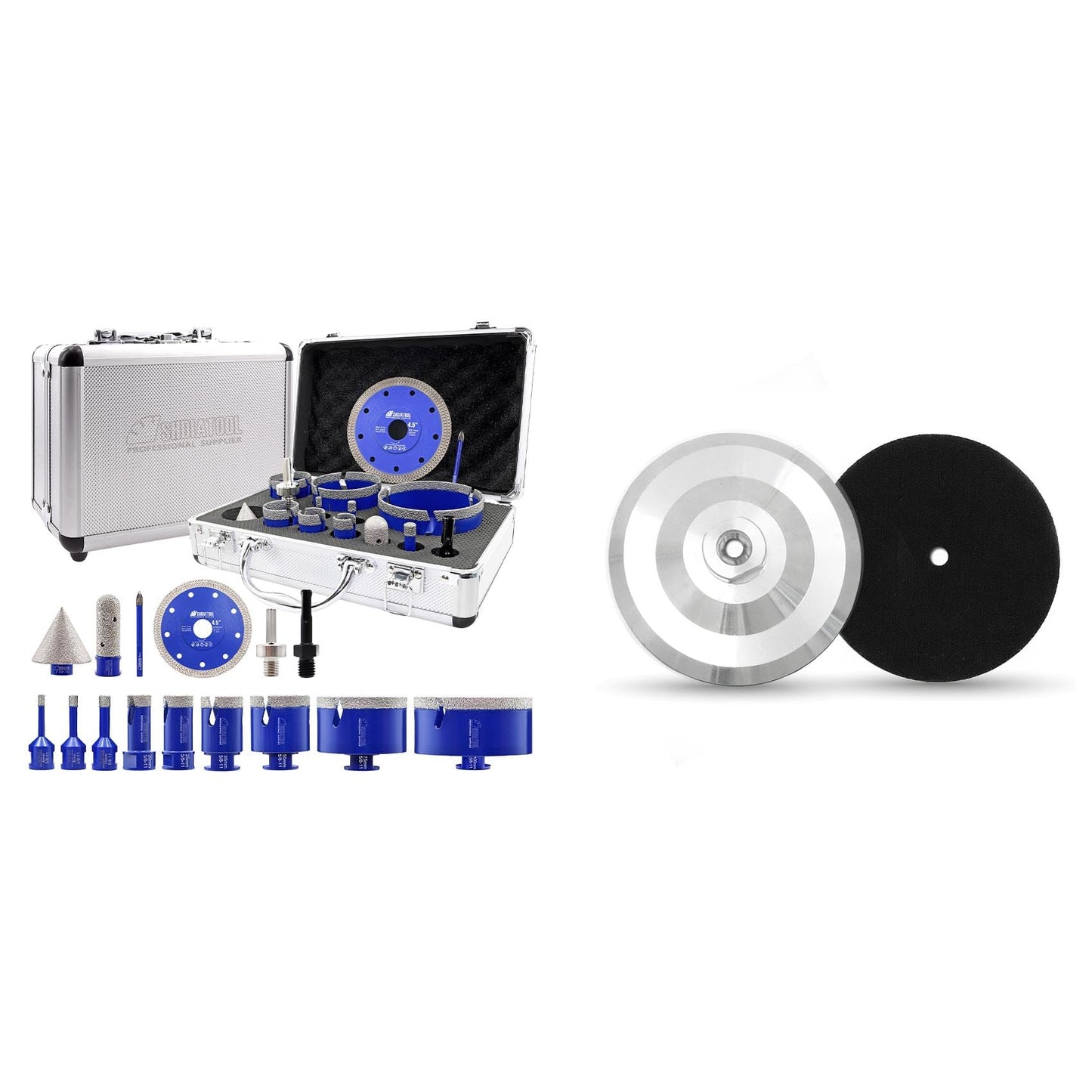 SHDIATOOL Diamond Tile Drill Bits Kit 15pcs, Porcelain Hole Saw Sets, Core Bits Cutter for Drilling Ceramic Marble Granite (6/8/10/20/25/35/50/75/100/20MM/2/SDS/HEX/6MM/4.5”)