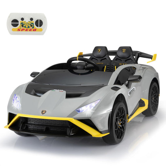 TOBBI Kids Ride on 24V Licensed Lamborghini STO Electric Car for Kids 3-8 Battery Powered Ride on Toys Lambo Sports Car with Remote Control Motorized Drift Vehicle High Speed 10km/h, Gray