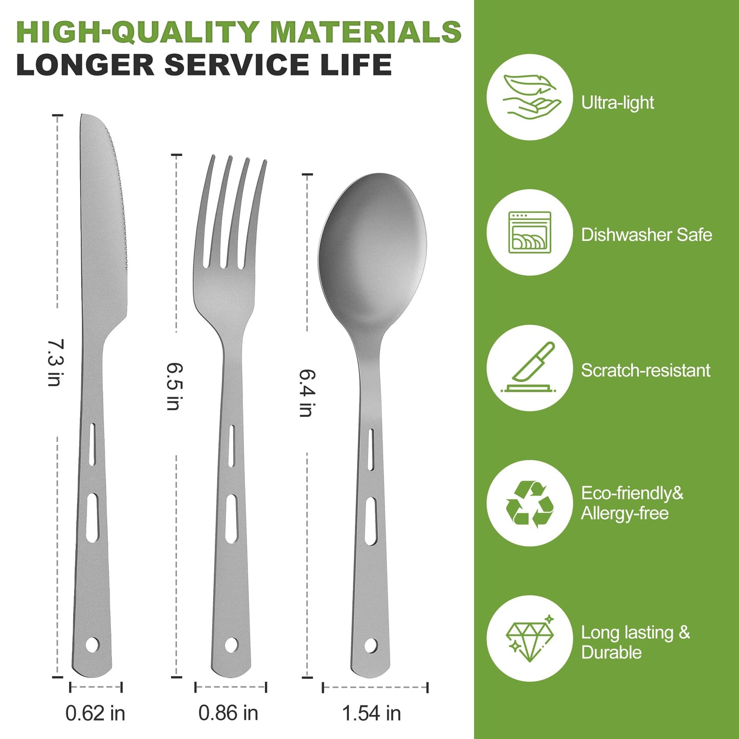 Zumyzu Pure Titanium Travel Utensils with Case, Ultra-Light Ti Portable Champing Essential Cutlery Set, Knife Fork Spoon Reusable Flatware Sets for Camping Picnic Outdoor Hiking, Lunch Box for Men