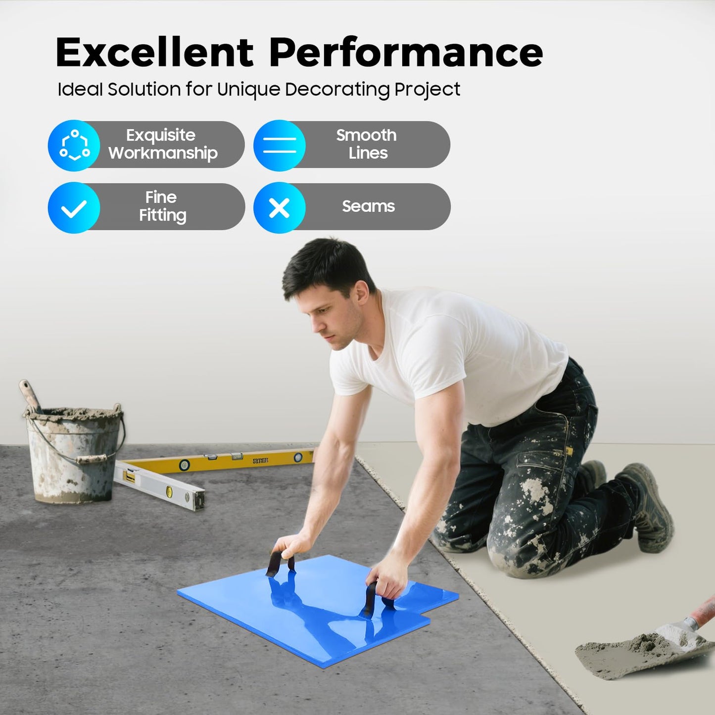 AKSDSGA 4 Pieces 24"×24" Concrete Stamps Mats Set Concrete Texturing Skin with Handles, Stone Texture Cement Stamps for Walls/Floors, 0.7in Thickness, 4 Colors