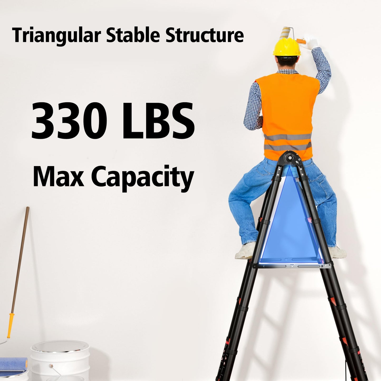 SINMEIRUN Telescoping Ladder, 20.3 FT, A Frame, Aluminum Extension Ladder, 330 lbs Capacity, Collapsible Multi-Purpose Ladder for Home, Roof and RV; Orange