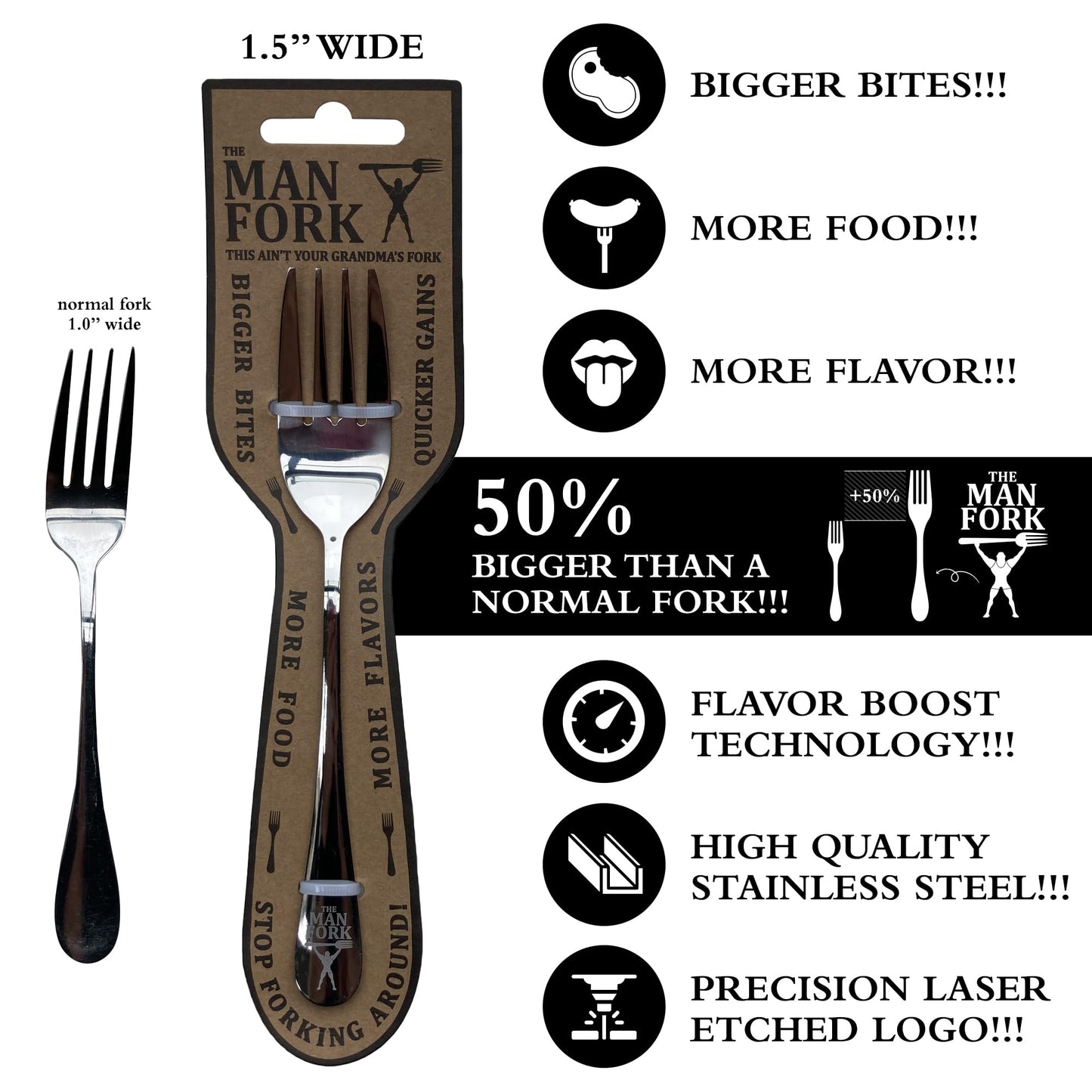 The Man Fork - Holds 40% MORE FOOD So You Can Crush BIGGER BITES With MORE FLAVORS!!! As Seen On TV