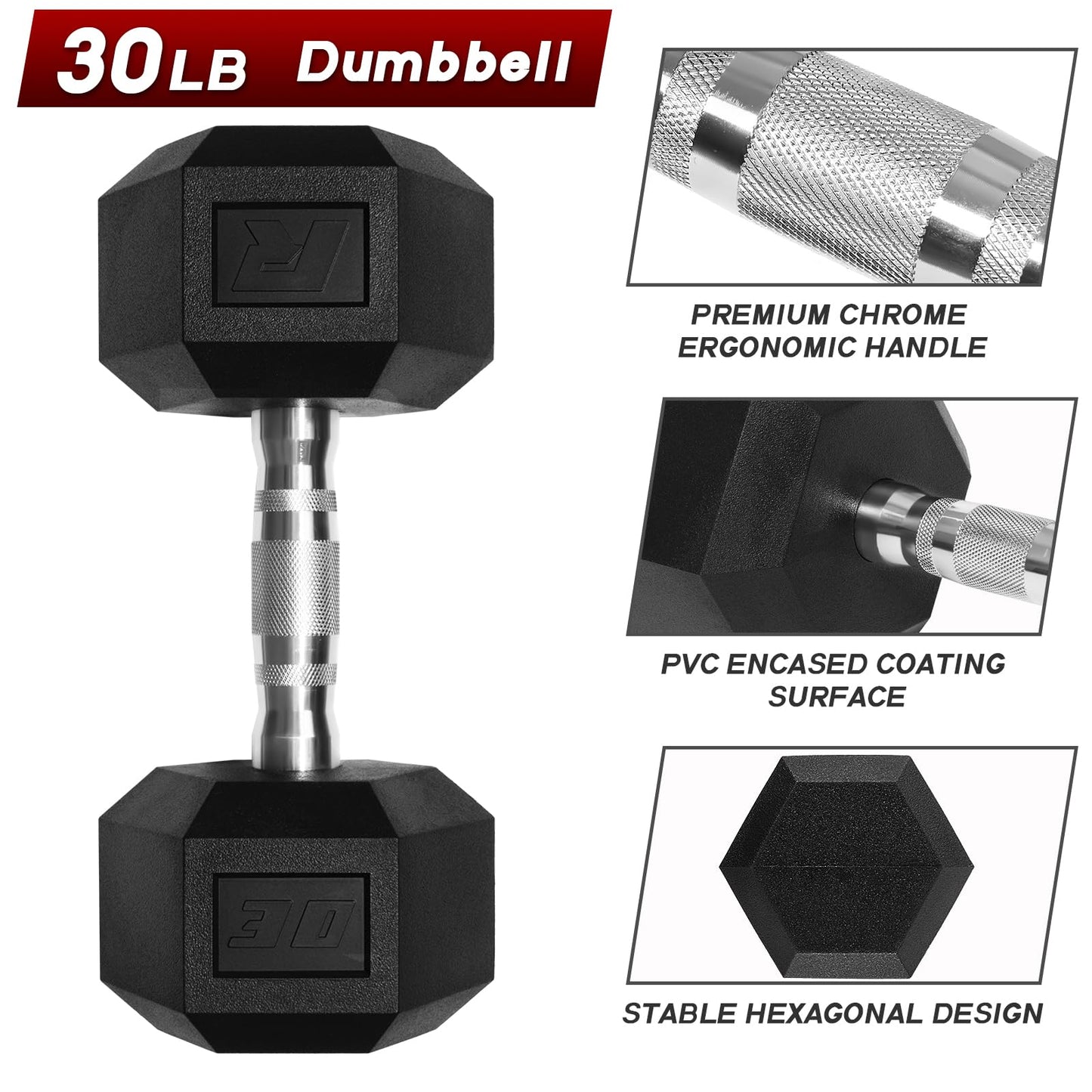Ritfit 5-650 LBS PVC Encased Hex Dumbbell Sets with Optional Rack for Home Gym, Hand weight with Chrome Handle for Strength Training,Workouts