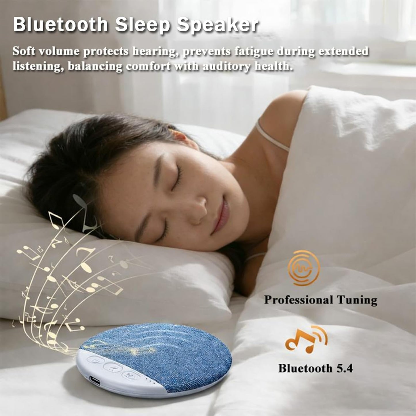 Generic (Blue*2) Bluetooth Pillow Speaker for Sleeping, Under Pillow Sleep Aid with White Noise Timer, Wireless Stereo