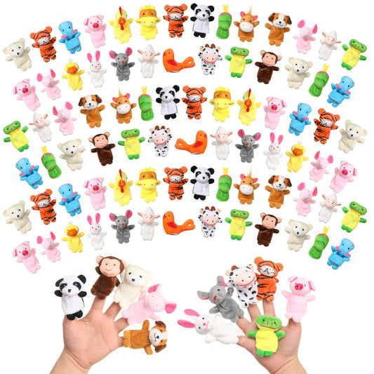 Meooeck 152 Pcs Finger Puppets Set 19 Different Stuffed Animal Finger Puppets Bulk Easter Egg Filler for Storytelling, Role Playing, Teaching, and Easter Gifts