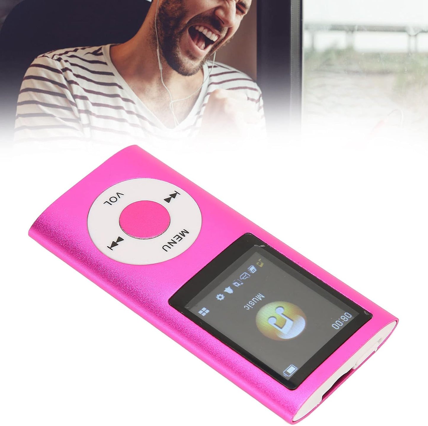 ASHATA MP3 1.8in MP4 Bluetooth Player with LCD, HiFi Sound, Playback, Memory Card Support, Portable Music Player