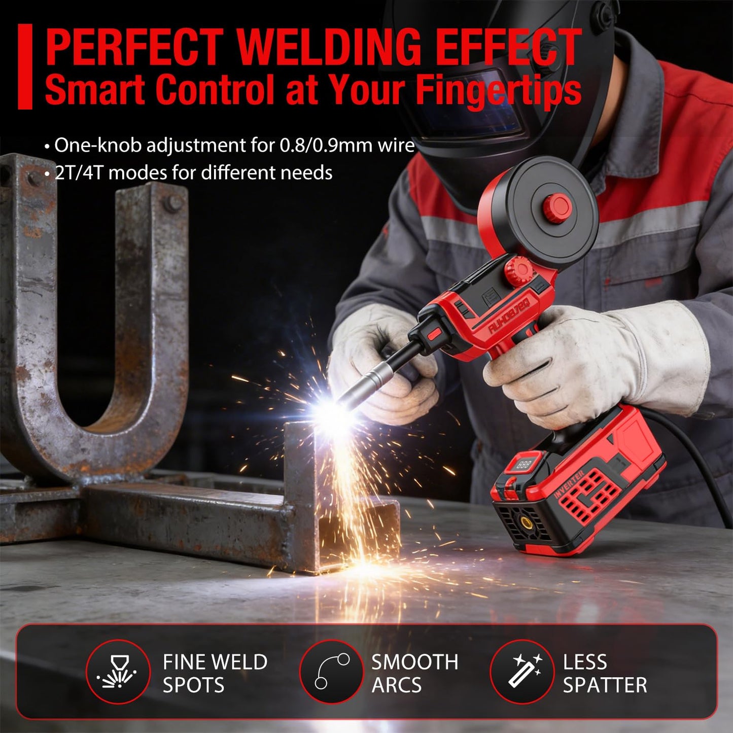 AUHOBJEQ 120A Handheld MIG Welder 110V, 2026 Upgraded Flux Core Wire Feed Welding Machine – Portable Gasless Inverter with 360° Swivel MIG Torch & Welding Mask for DIY Auto Repair Home Use
