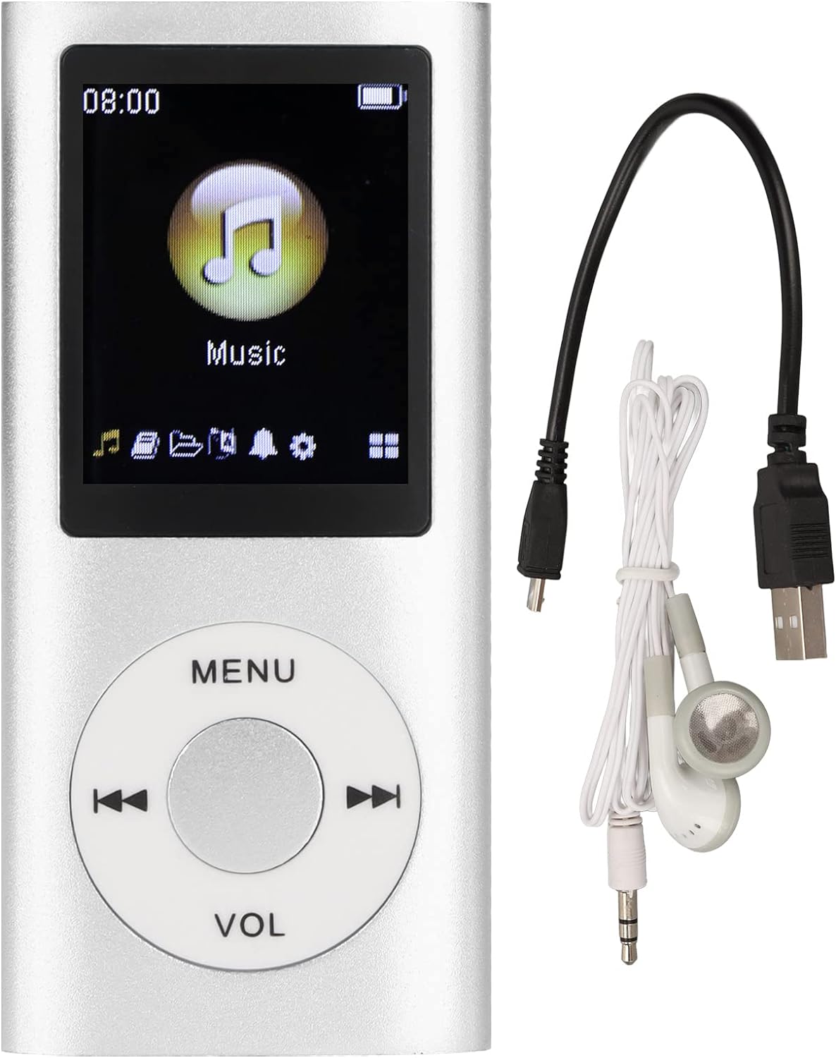 Zopsc MP3 1.8 Inch 64GB, 200mAh Player, Portable Lossless HiFi Music Player with LCD Screen, Memory Card Slot Support