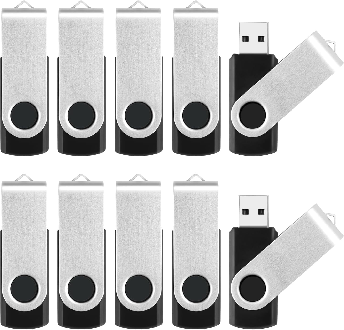 MECHEER 512MB 10 Pack, 2.0 Flash Drive Bulk USB Thumb Drives Pendrive Memory Sticks with Lanyards, Swivel USB Storage