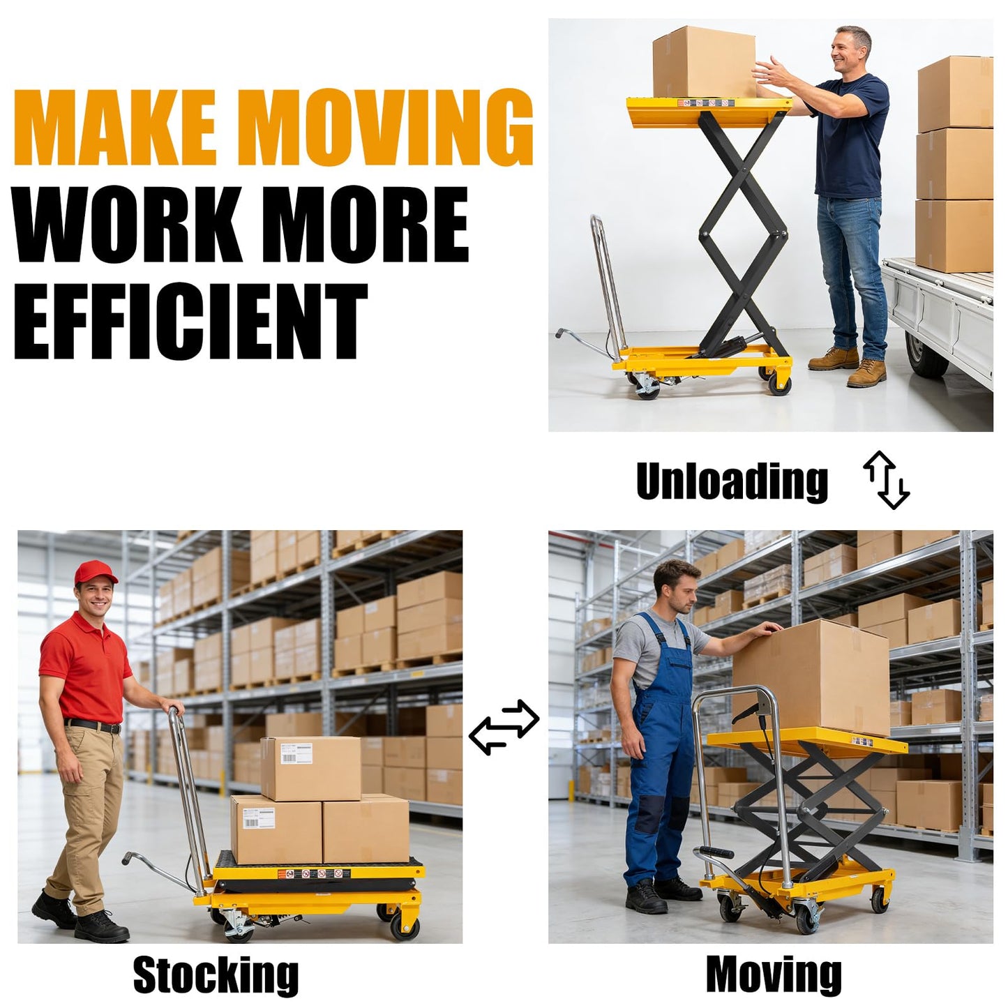 Hydraulic Lift Table Cart, 330lbs Capacity 49.6'' Max Lift, Double Scissor Lift Table w/4 Wheels & Non-Slip Pad, Heavy Duty Hydraulic Platform Lift Cart for Warehouse, Shop, Garage Material Handling