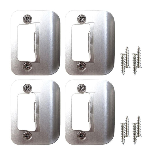 Gator Door Strike Plate with Screws, – 2-1/4" by 1-3/4" Universal Latch Restorer Alloy Steel Lock Hardware for Interior and Exterior Doors, Replacement Door Latch Plate | Satin Nickel 4-Pack