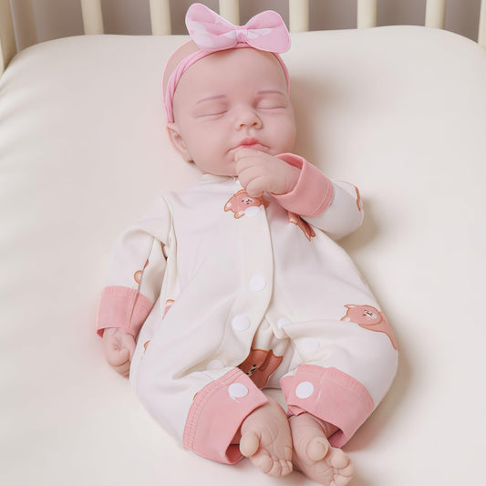 GiggleBabble 12 Inch Full Body Silicone Reborn Baby Doll Girl - Eyes Closed - 2.4lbs Weighted Lifelike Doll - 4.5/5 Stars Vine Tested - Soft Silicone Touch & Safe Gift for Kids 3+