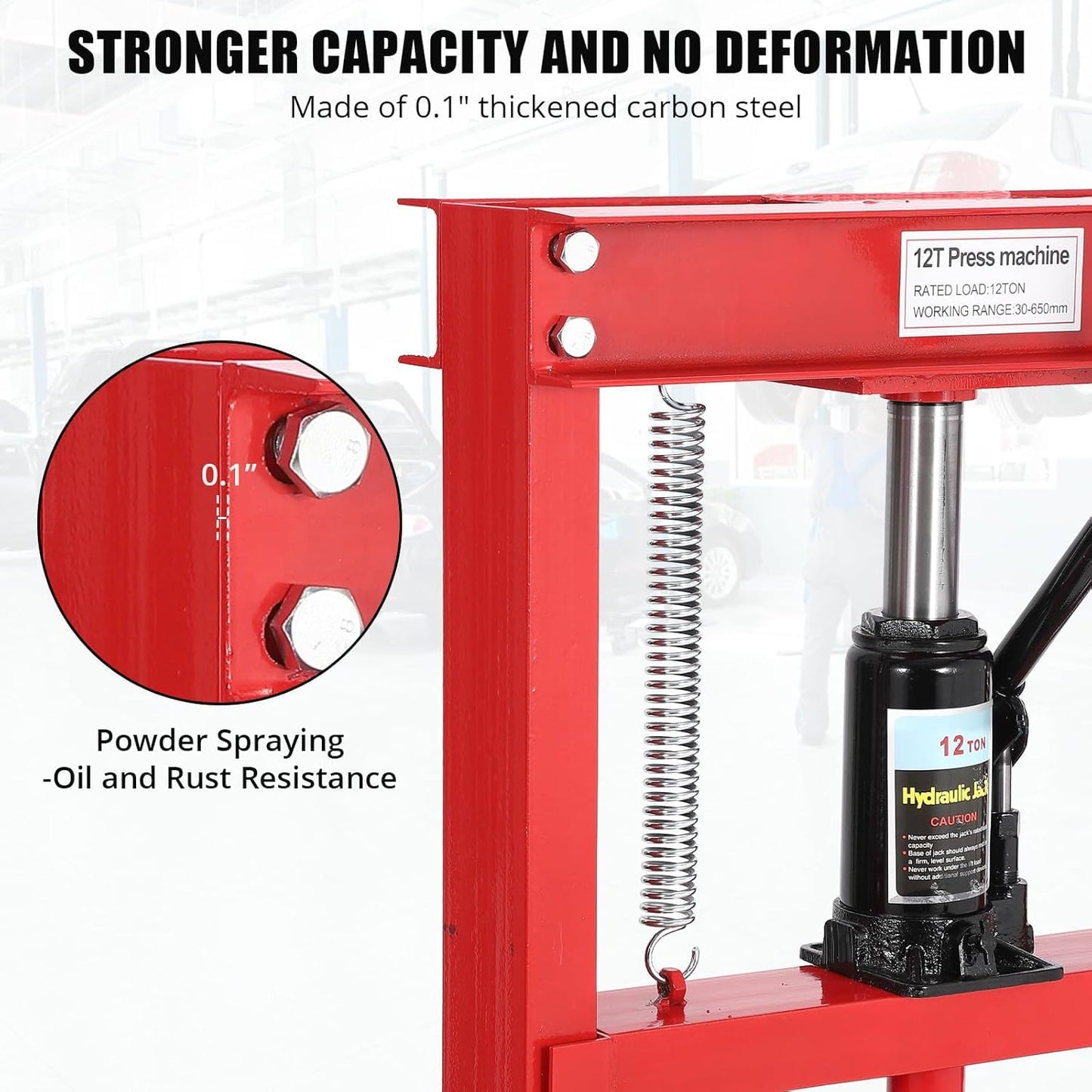 GarveeTech 20 Ton Hydraulic Press, Heavy-Duty Adjustable H-Frame Garage Floor Shop Press with Stamping Plates to Straighten Bend or Press Parts, for Straightening/Automotive Repair/Garage Use