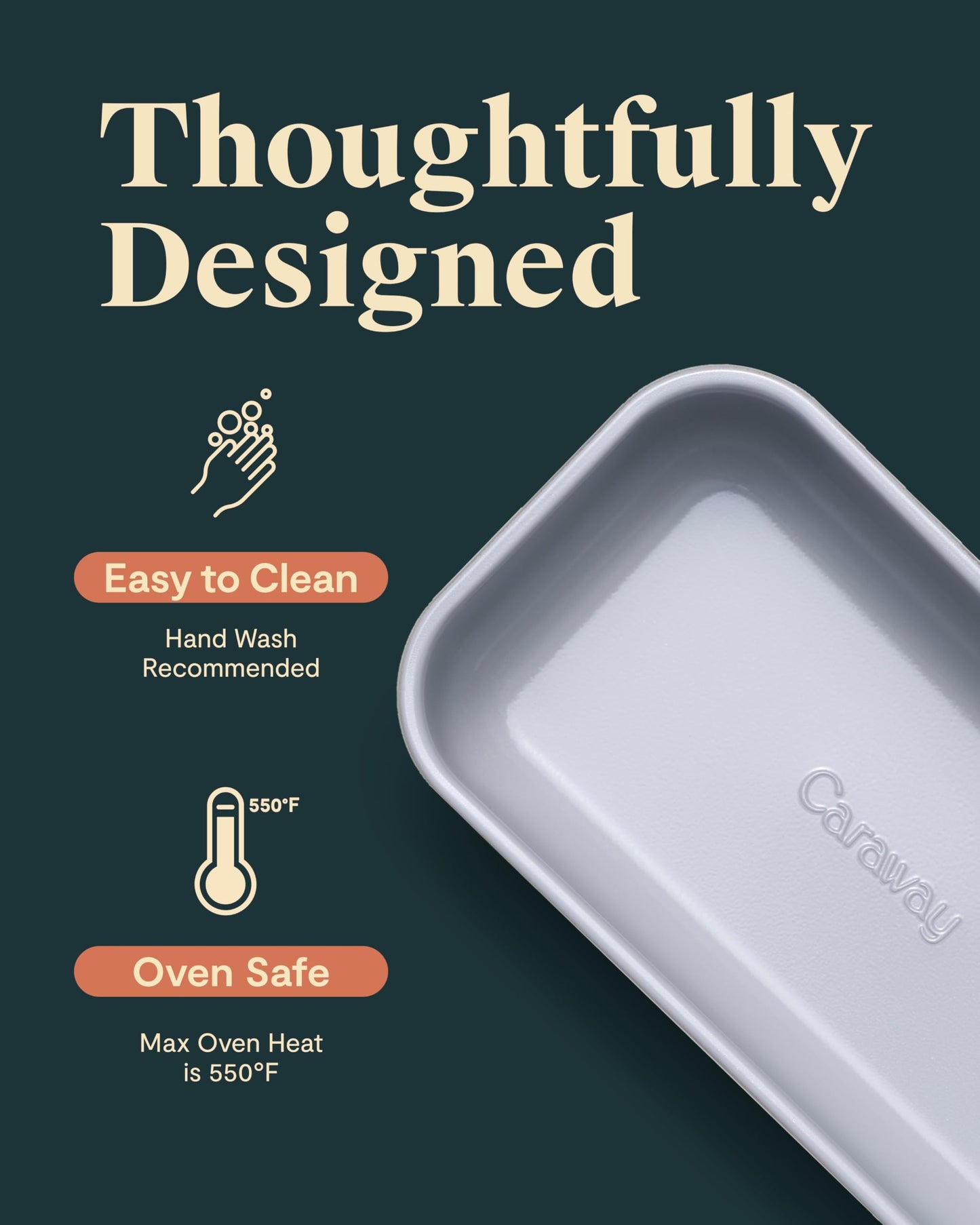 Caraway Non-Stick Ceramic 1 lb Loaf Pan - Naturally Slick Ceramic Coating - Non-Toxic, PTFE & PFOA Free - Perfect for Pound Cakes, Breads, & More - Slate