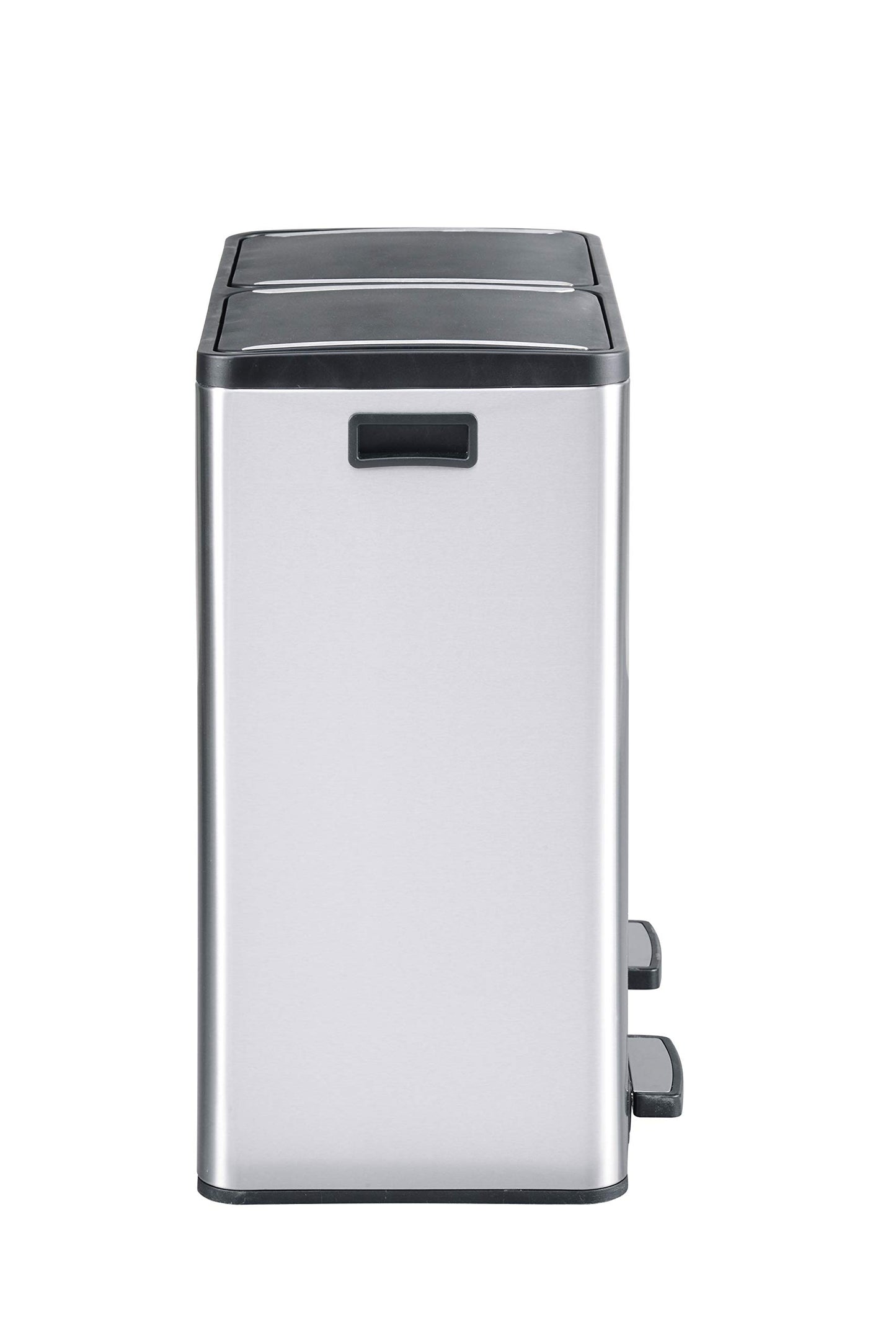 Step N' Sort The 18.5 Gallon Extra Large Capacity, Soft-Step, Dual Trash and Recycling Bin with Removable Inner Bins, Silver
