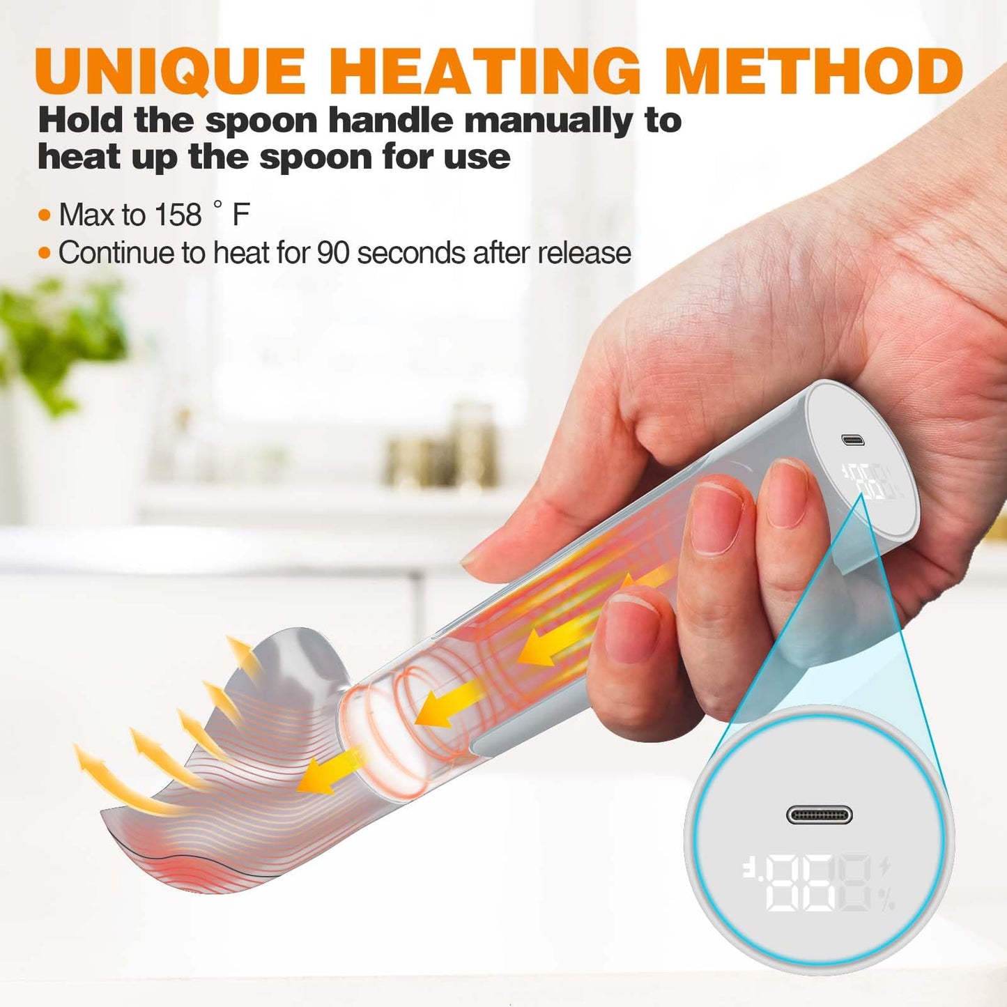 Heated Ice Cream Scoop Rechargeable, Waterproof Electric Ice Cream Scoop for Hard Ice Cream, Rechargeable with LED Display, Heats to 158°F for Dessert Shops, Homes Kitchen Gadgets