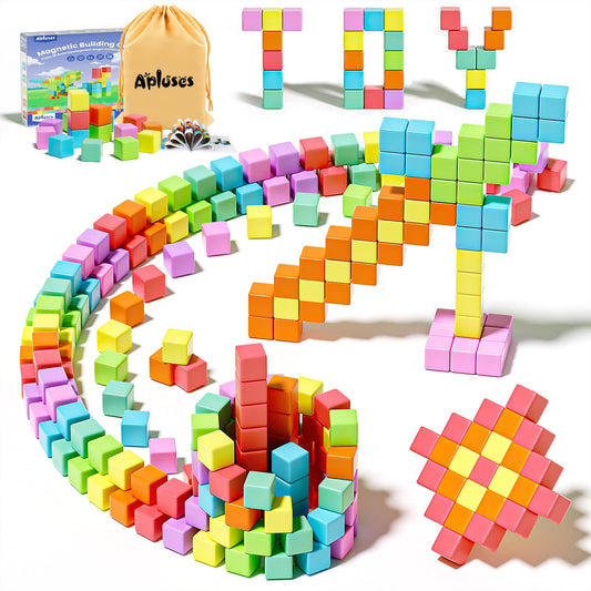 Apluses Magnetic Blocks, Magnet Building Cubes for Toddlers Ages 3-5, STEM Educational Sensory Autism Montessori Preschool Toys, Gifts for Kids Ages 4-8 Year Old Boys and Girls