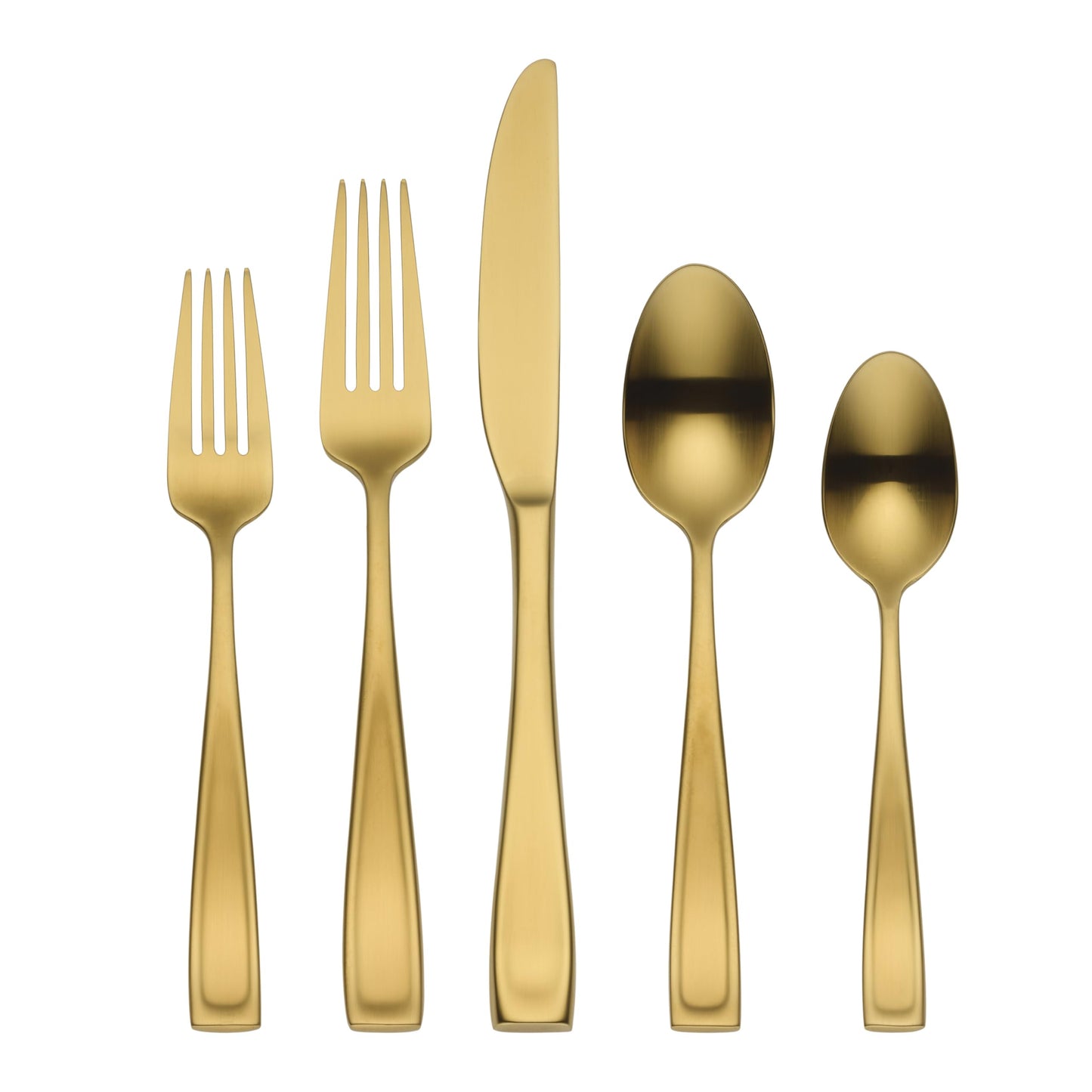 Oneida Silverware Set, Moda Gold Satin 20 Piece Flatware Set, Service For 4, 18/10 Stainless Steel, Dishwasher Safe, Flatware Cutlery Sets, Utensils, Knives Spoons and Forks, Home (Gold, 20 Pieces)
