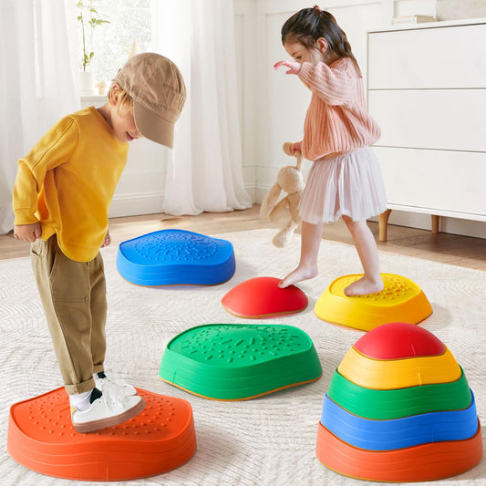 Tiny Land Stepping Stones for Kids, 5pcs Non-Slip Toddler, Sensory for Promoting Toddler's Balance & Coordination Skills, Stepping Stones for Toddlers 3-5, Toddler Toys (Rainbow Color)
