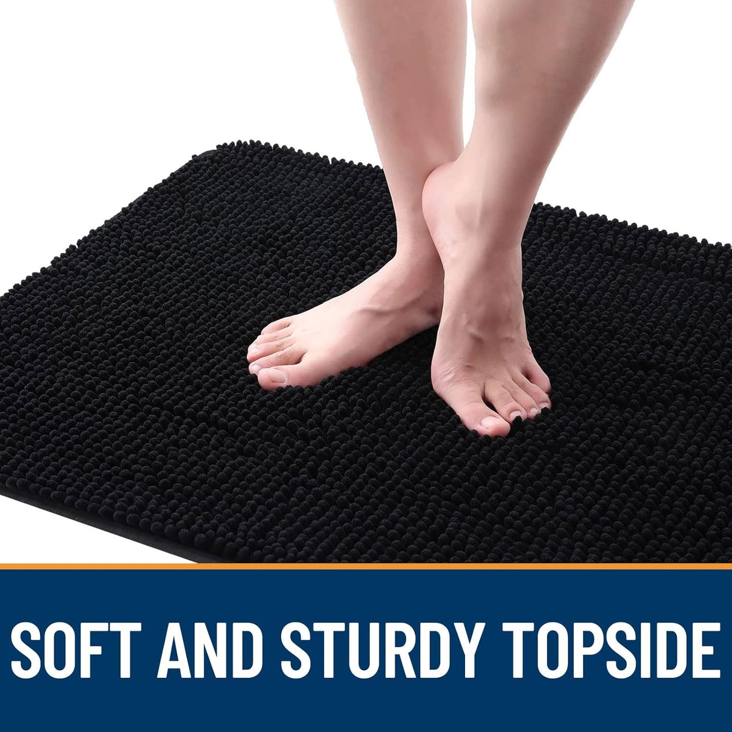 OLANLY Dog Door Mat - Absorbent Non-Slip Chenille for Muddy Paws | 36x24 Inches, Quick Dry, Black