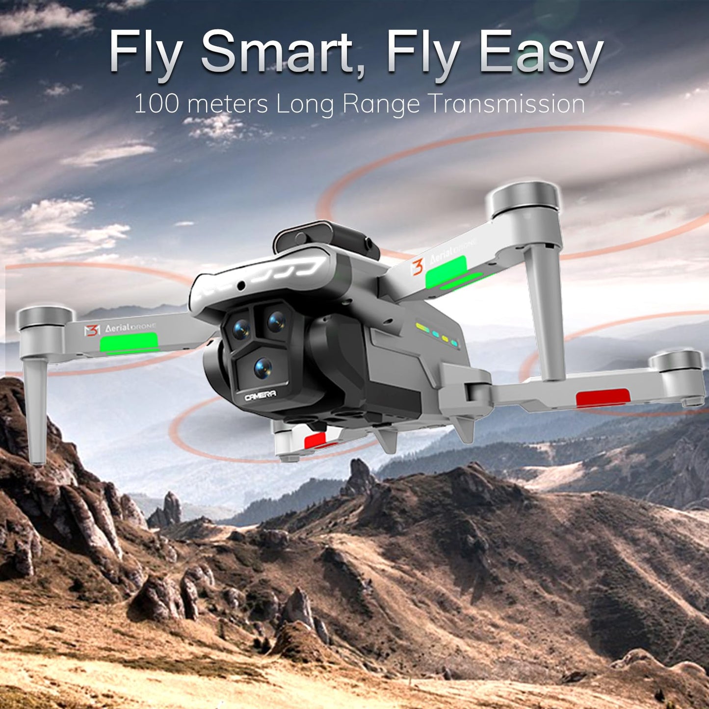 Drone with Camera for Adults 4K, RC Drones with LCD Screen Controller, LED Lights, Brushless Motors Quadcopter for Beginners, Stable Hover, Waypoint Fly, One-Key Takeoff/Landing