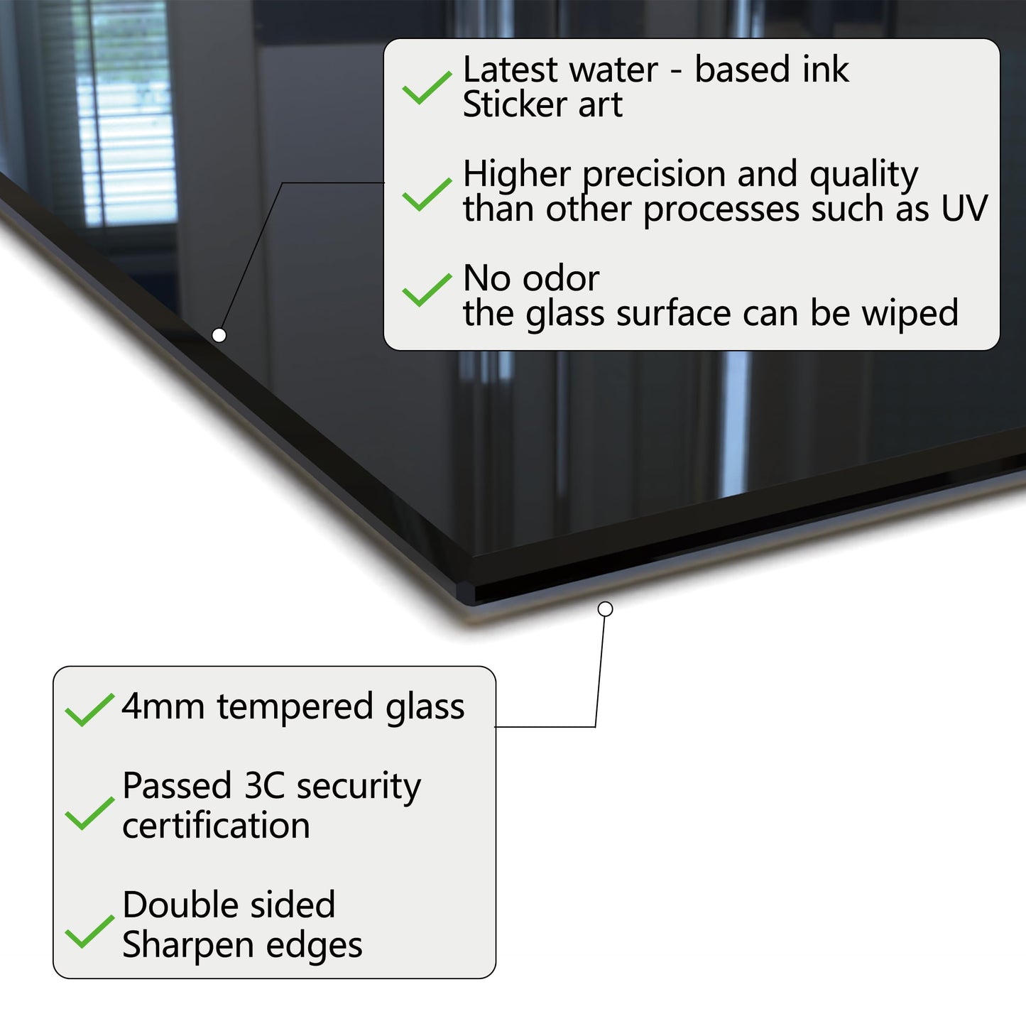 DAIFURONGE Black Golden Lotus, Tempered Glass Backsplash for Kitchen,Easy to Clean, One Piece Glass Behind Stove Splashback Panel, Home Kitchen Wall Decor (black, 30"x30"(76.2x76.2cm))