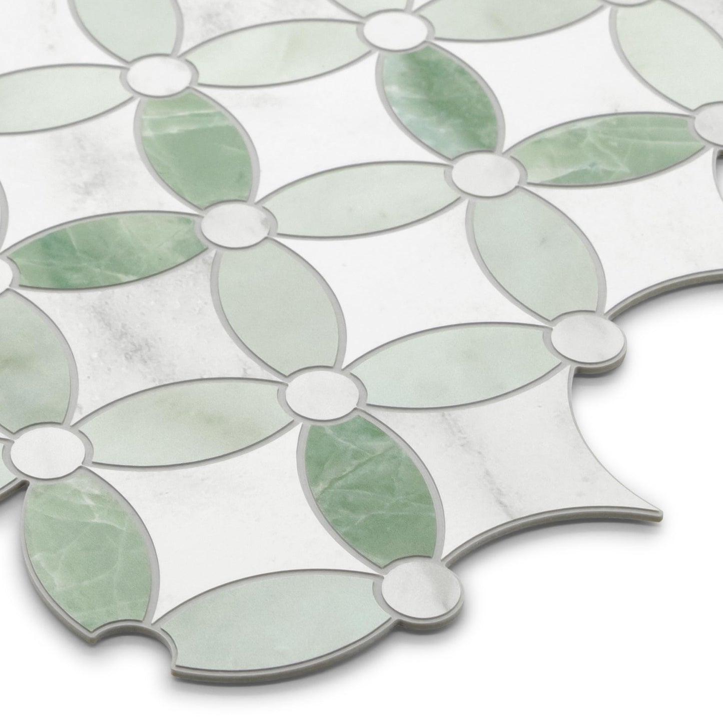 SUNWINGS 10-Sheet Peel and Stick Backsplash Coin Waterjet Tile, 11.2" x 11.2" Green Marble Looks Self Adhesive Wall Tile Stick on Backsplash for Kitchen, Bathroom, Fireplace, Shower