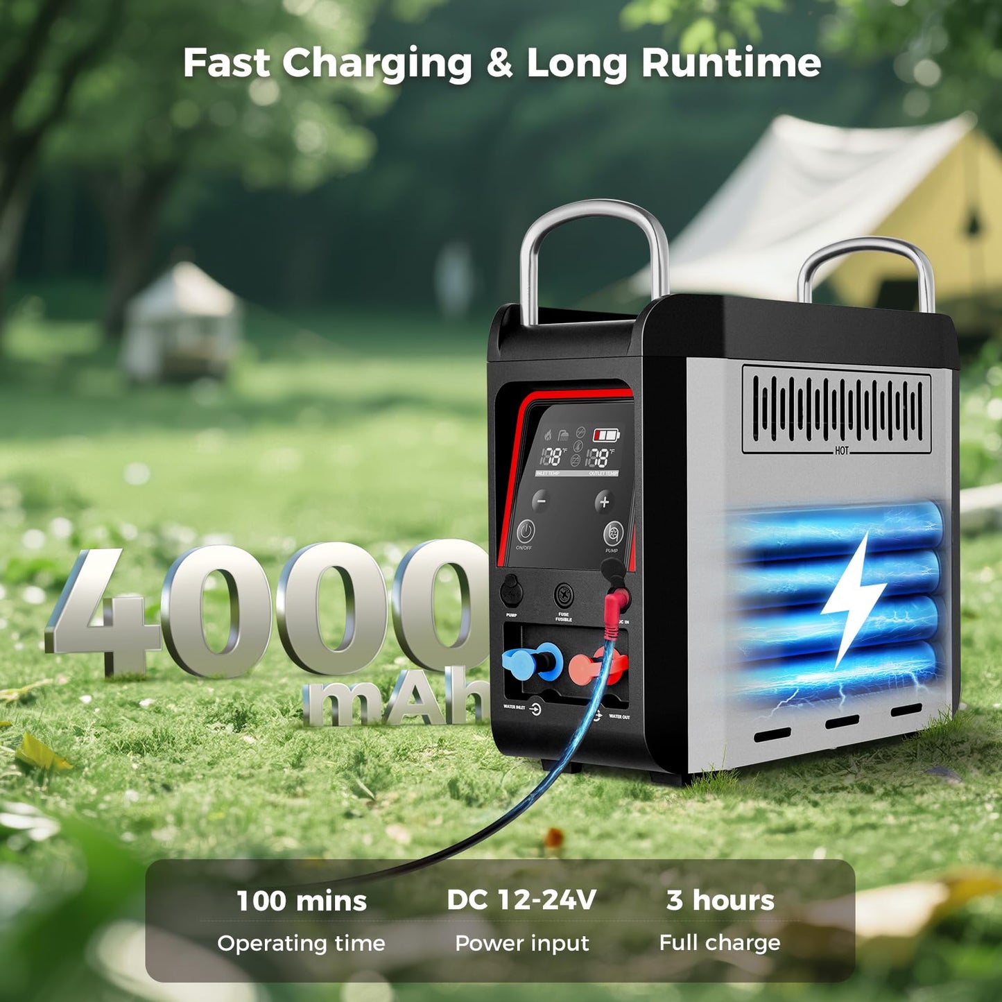 CAMPLUX Nano 3 Ultra, Constant Temperature Portable Propane Water Heater, Rechargeable Water Heater & Shower Pump, CSA Certified Safety, Propane Camping Shower, for RVs, Hiking, Fishing & Glamping