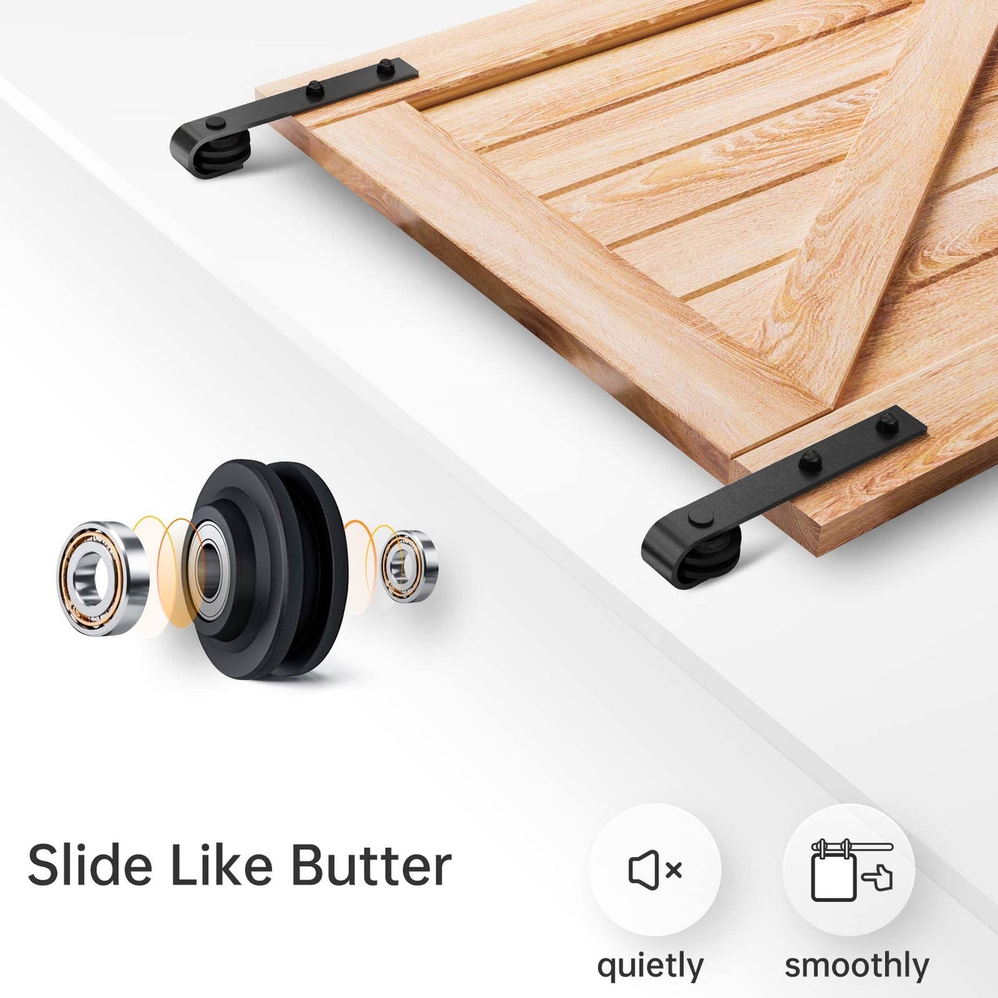 EaseLife 12 FT Double Door Sliding Barn Door Hardware Track Kit,Basic J Pulley,Heavy Duty,Slide Smoothly Quietly,Easy Install (12FT Track Kit for Double 36" Wide Door)