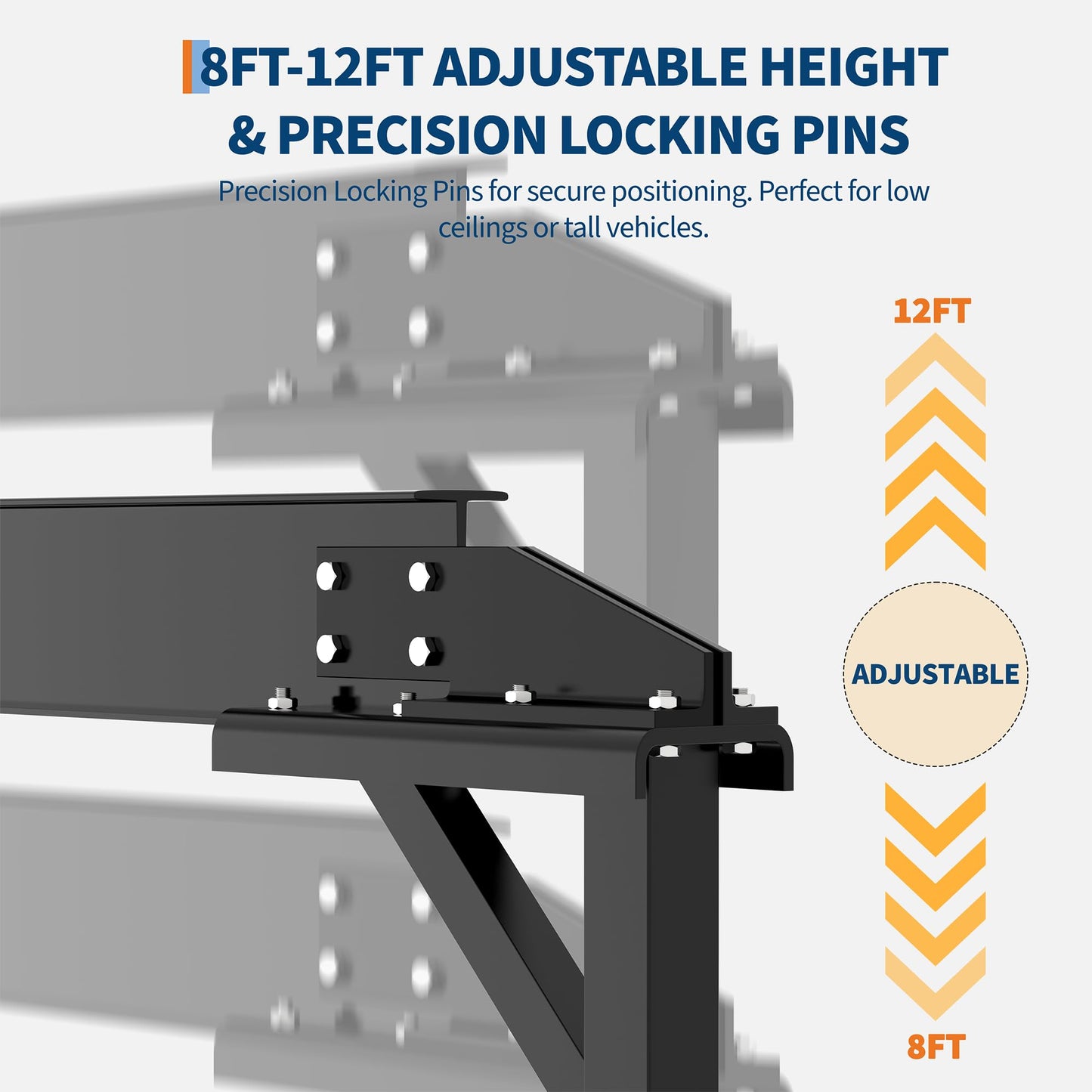 Adjustable Gantry Crane with Manual Trolley, Hook and Sling Strap, 2 Ton 4400 LBS Capacity, Portable Gantry Crane Height Adjustable 97" to 141" with 12 Positions, for Factories, Warehouses, Constructi