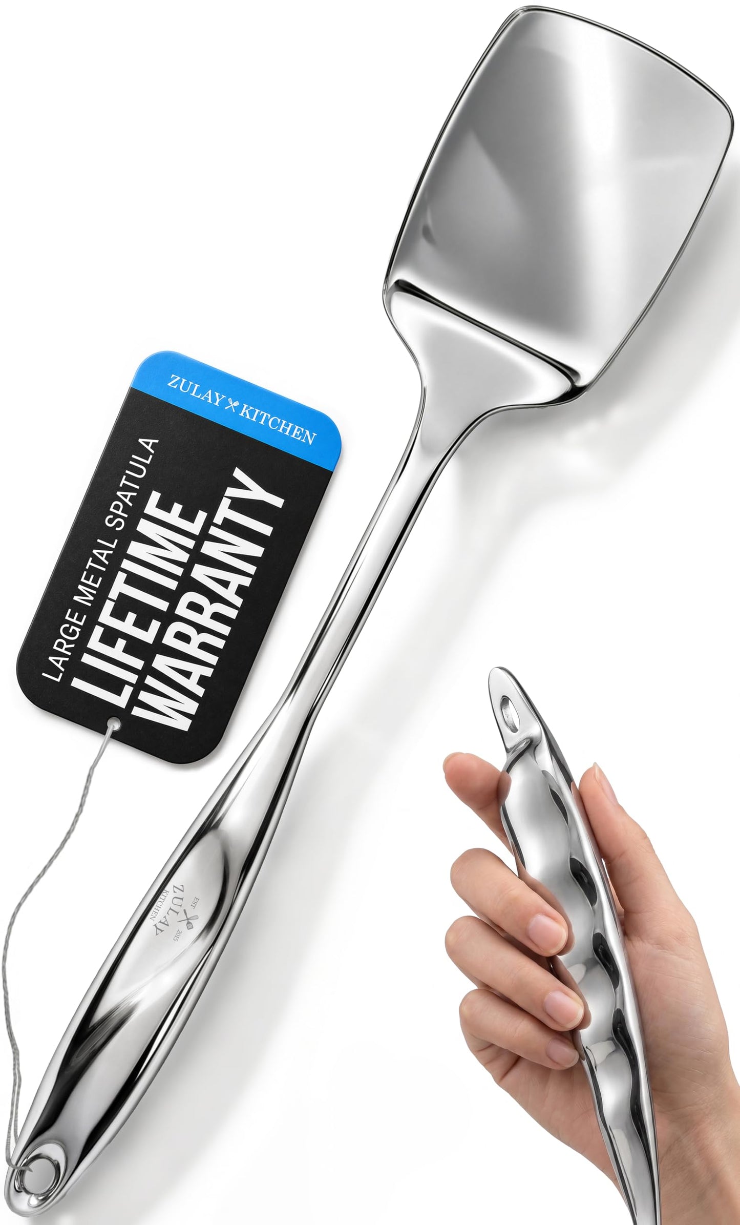 Zulay Kitchen Stainless Steel Solid Spatula - 15” Large Metal Turner for Cooking, Frying & Grilling - Durable, Heat-Resistant & Dishwasher Safe Kitchen Utensil for Everyday Use