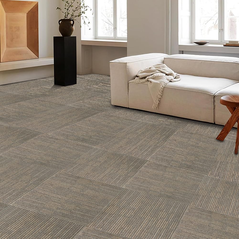 ALTRUISTIC Heavy Duty Bedroom Carpet Tiles, 24" x 24", Non-Slip Soft Commercial Square Floor Tile, 18 Pieces/72 sq ft, FlexLok Tabs Included, for Office Living Room Kitchen Basement Gym