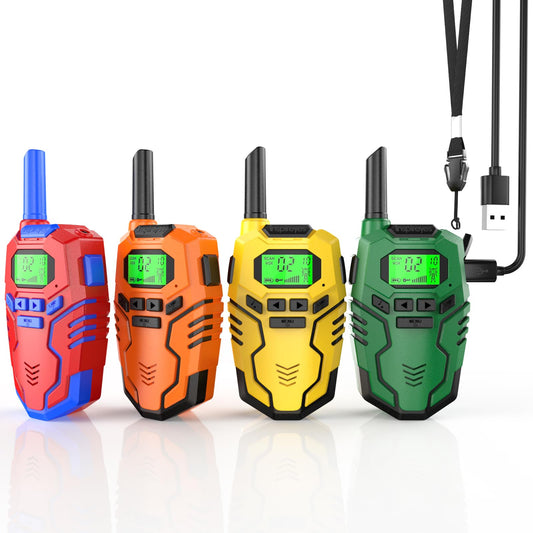 Inspireyes Walkie Talkies for Kids, Long Range 2 Way Radio, Outdoor Hiking Toys for 3-12 Year Old Chirstmas Birthday Gift for Boys, 4 Pack