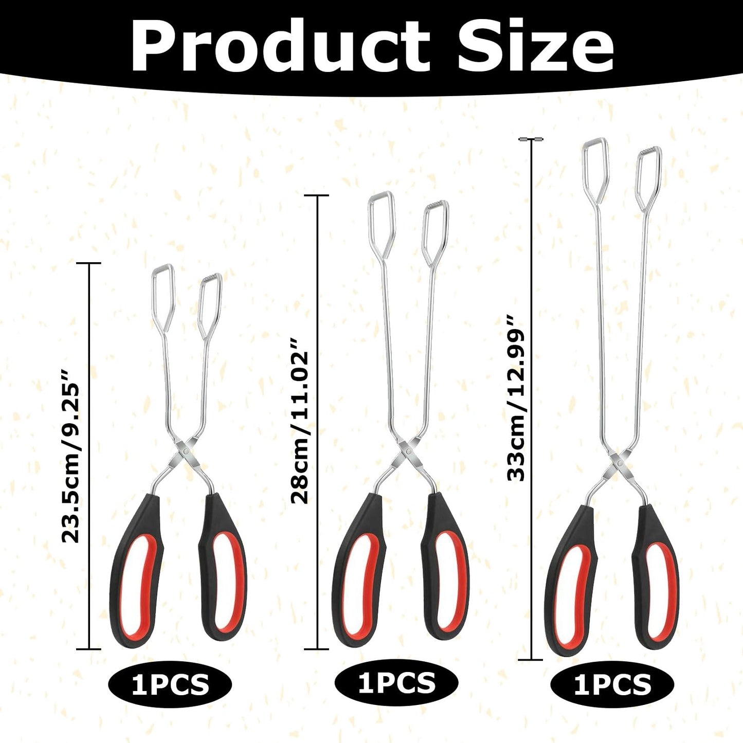 Stainless Steel Scissor Tongs,9.25'',11.02'',12.99''(3 Pcs)