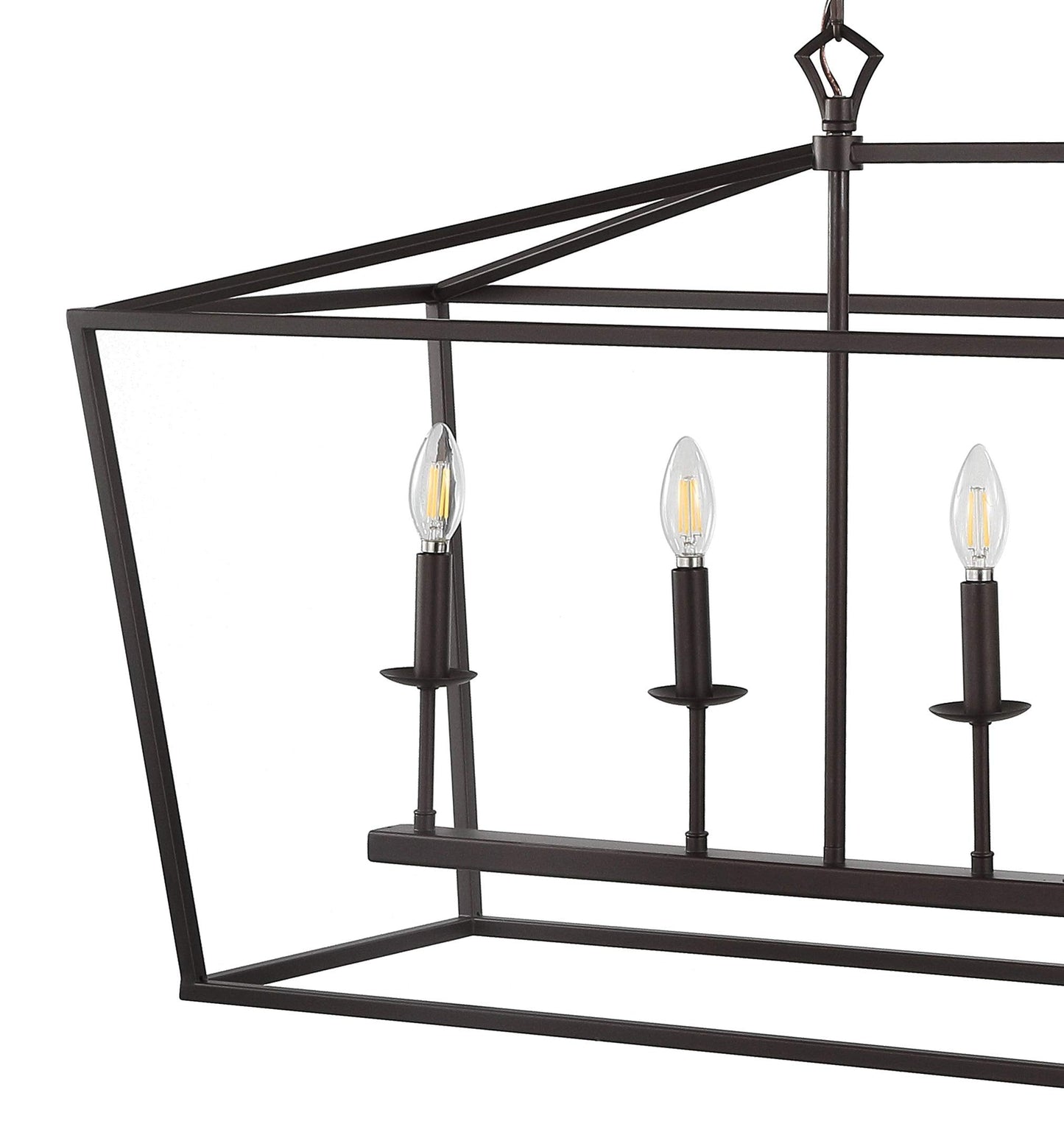 JONATHAN Y 49" Oil Rubbed Bronze Lantern Pendant Light, 1-Light Pagoda Style Metal Cage Farmhouse Hanging Ceiling Fixture for Kitchen Island, LED Bulb Included (JYL7439A)