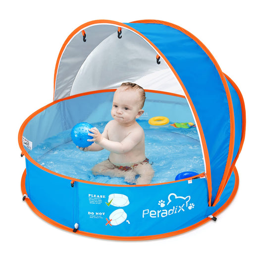 Peradix Paddling Pool for Kids & Pets Infant Ball Pit Tent, Baby Beach Tent, Toddler Wading Pool UV Sun Shelter Canopy with Mosquito Net, Portable Pop Up Tent Summer Beach Toys for Child