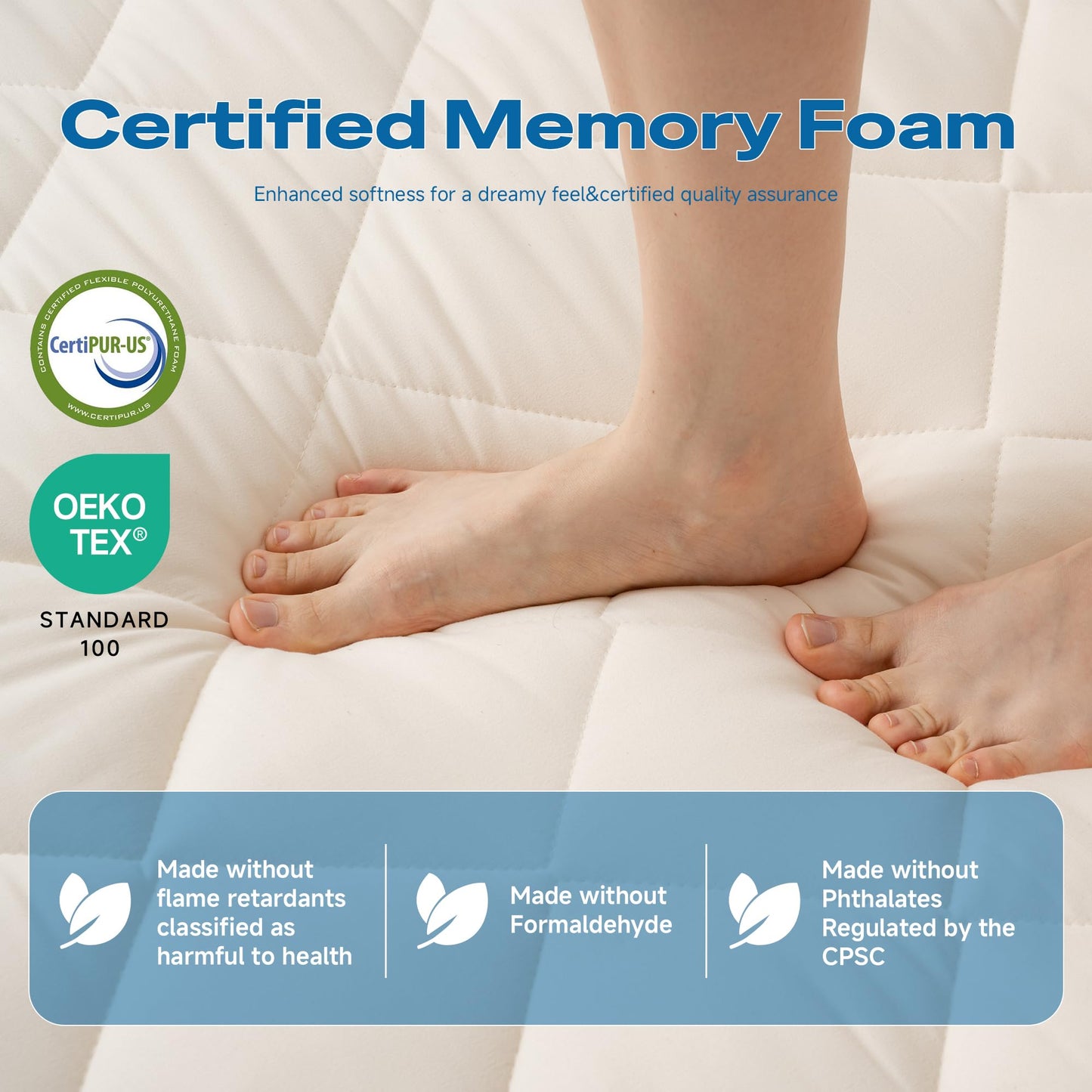 Aircliff Japanese Floor Futon Mattress, Roll Up Tatami Mat, Sleeping Pad, Shikibuton, CertiPUR-US Certified Foam Floor Bed Mattress for Sleeping, Dormitory, Guest Bed, Designed in Japan(White, Full)