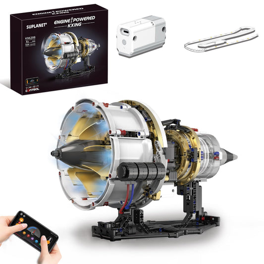 Suplanet Aircraft Engine Toys Building Sets,Turbofan Engine Model that Run with Motor and Lights,Mechanical Science Education STEM DIY Project Building Kit for Adults and Kids Aged 8-14 (564 pcs)